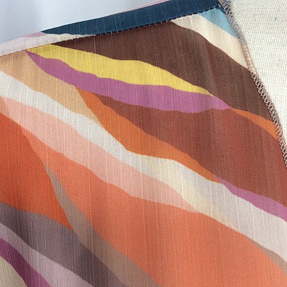 Democracy Open Duster Cardigan Size Small / Medium Ruffle Sleeve Sheer Overlay - Picture 7 of 11